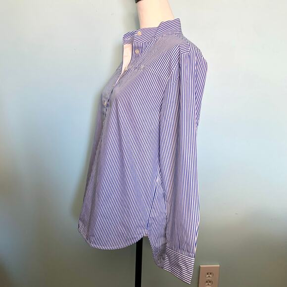NWT J. Crew Blue Striped Popover Shirt Size 4 - Picture 3 of 8
